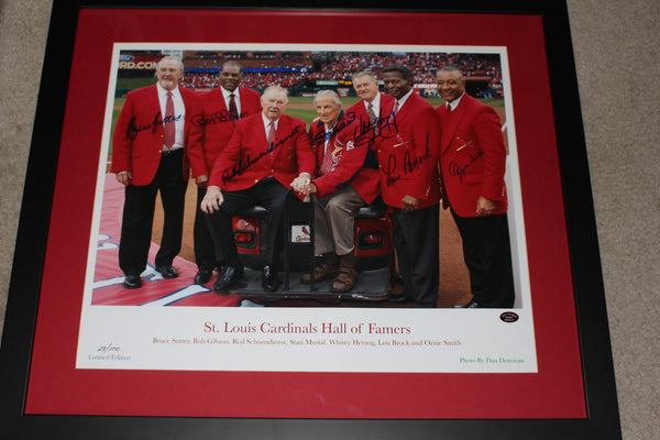 Framed Lou Brock St. Louis Cardinals Facsimile Laser Engraved Signature Auto  12x15 Baseball Photo HOFSM Holo - Hall of Fame Sports Memorabilia