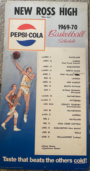 1969 Indianapolis North Central HS Football Pepsi Schedule Poster