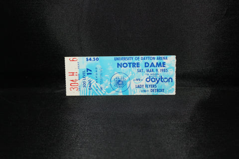 1985 Dayton vs Notre Dame Basketball Ticket