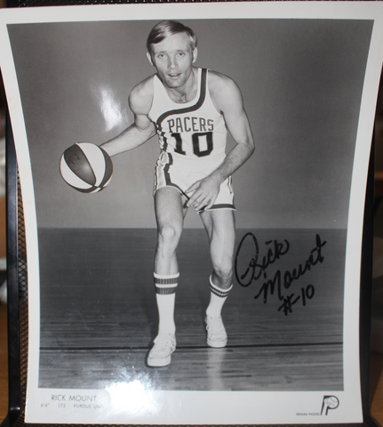 1970's Rick Mount Indiana Pacers Autographed ABA Basketball 8x10 Promo Photo