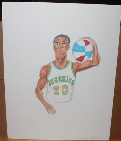 Donnie Freeman Minnesota Muskies Artist Proof Drawing from ABA Basketball First Year Rookie Card Set