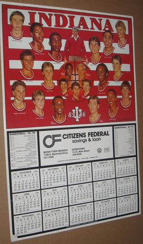 1985-86 Indiana University Basketball 11x17 Schedule Poster