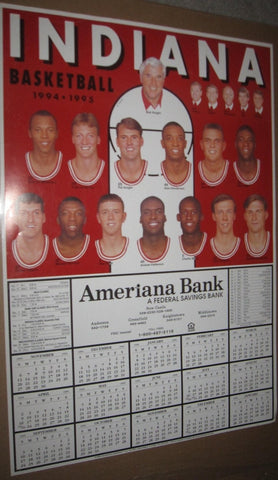 1994-95 Indiana University Basketball Schedule Poster, 11x17