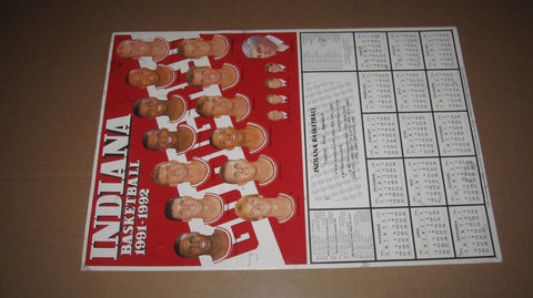 1991-92 Indiana University Basketball Schedule Poster, 11x17