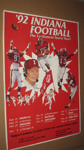 1992 Indiana University Football Schedule Poster 17x24