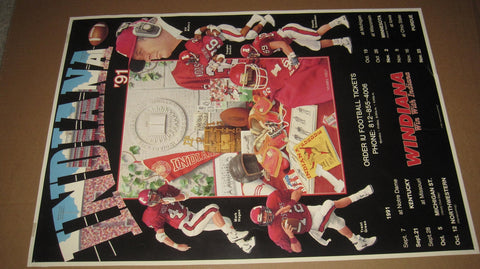 1991 Indiana University Football Schedule Poster 17x24
