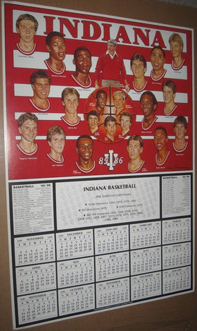 1985-86 Indiana University Basketball Schedule Poster 19x28