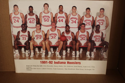 1991-92 Indiana University Basketball 8x10 Team Photo