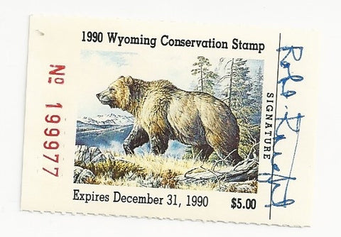 1990 Bob Knight Signed Wyoming Conservation Stamp