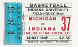 1968 Michigan vs Indiana Basketball Ticket Stub - Vintage Indy Sports