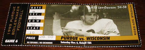 1999 Purdue vs Wisconsin Football Ticket