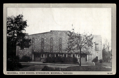 Vintage Bicknell, Indiana High School Gymnasium Postcard