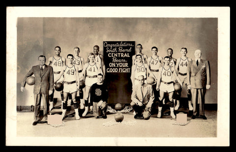 Vintage 1940's South Bend Central HS Basketball Team Real Photo Postcard