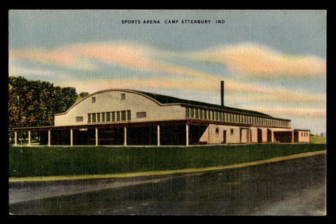 1945 Camp Atterbury Sports Arena Postcard