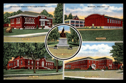 Vintage Marion, Indiana Veterans Hospital Postcard