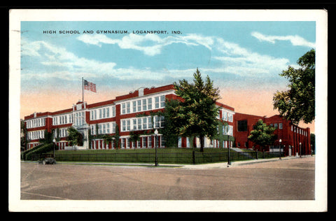 Vintage Logansport, Indiana HS Gymnasium Postcard