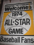 1974 Major League Baseball All Star Game Banner Pittsburgh - Vintage Indy Sports
