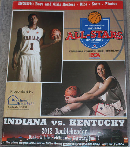 2012 Indiana vs Kentucky High School Basketball All Star Game Program