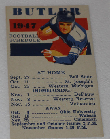 1947 Butler University Football Pocket Schedule