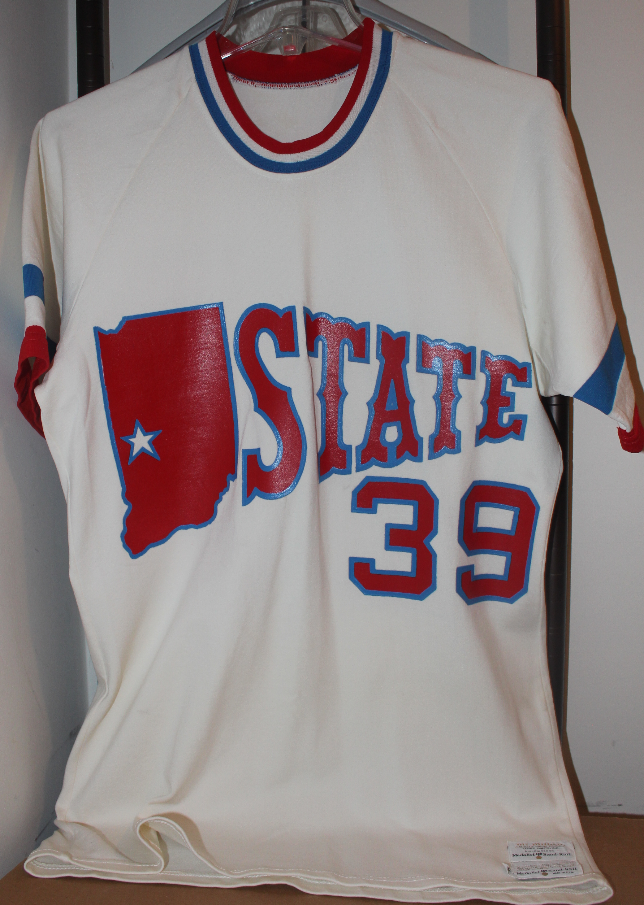 1980s IUPUI Metros #23 Game Used Red Baseball Jersey Sand Knit L