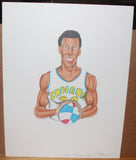 Freddie Lewis Artist Proof Drawing from ABA Basketball First Year Rookie Card Set