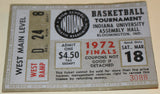 1972 Indiana High School Basketball State Finals Ticket Stub, Connersville Champs
