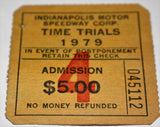 1979 Indianapolis 500 Time Trials Ticket - Vintage Indy Sports