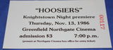1986 Hoosiers Movie Premier Newspaper Insert & Ticket - Vintage Indy Sports