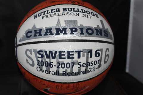 2006-07 Butler University Autographed Basketball w/ Display Case