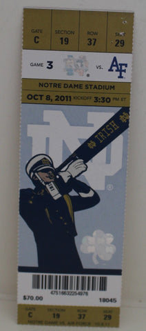 2011 Air Force vs Notre Dame Football Ticket