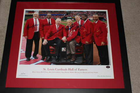 St. Louis Cardinals Hall of Famers Multi Signed & Framed 16x20 Photo, LE 29/100