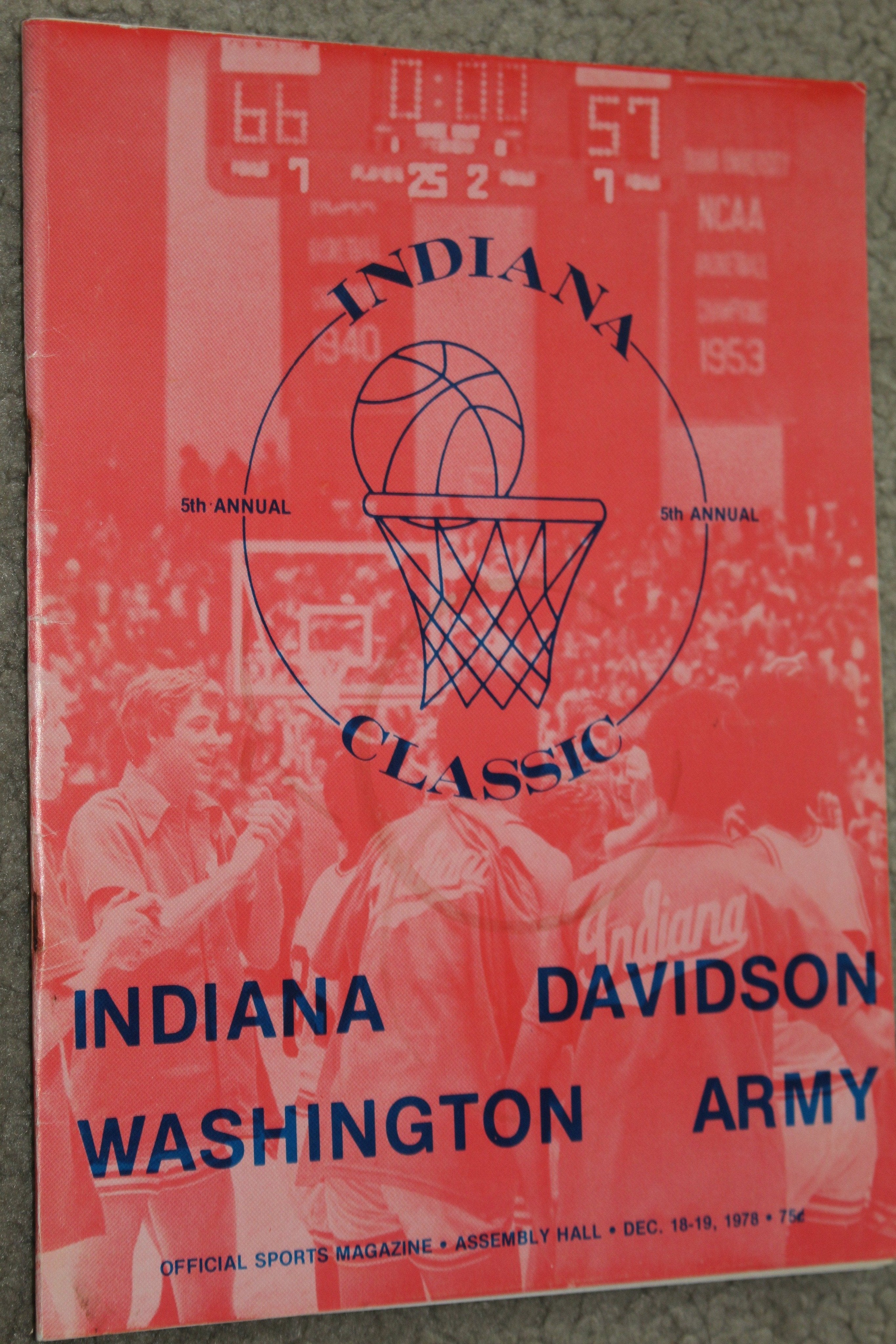 1978 Indiana University Classic Basketball Program, Davidson, Washingt