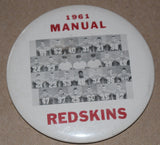 1961 Indianapolis Manual HS Football Photo Button - Vintage Indy Sports