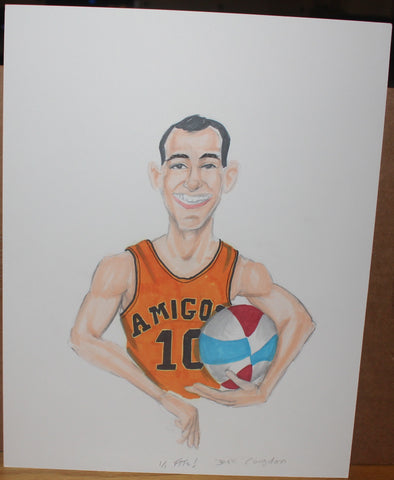 Jeff Congdon Anaheim Amigos Artist Proof Drawing from ABA Basketball First Year Rookie Card Set
