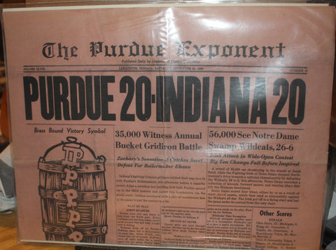 1936 Purdue Exponent Newspaper featuring Bucket Football Game Tie with Indiana University