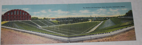 Vintage Butler Football Stadium & (Hinkle) Fieldhouse Panoramic Postcard