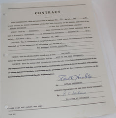 1967 Butler University vs Ohio State University Basketball Contract, Tony Hinkle Signature