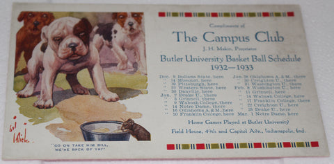 1932-33 Butler Advertising Basketball Schedule