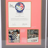 1986 Indianapolis Indy 500 Checkered Flag, Flown in Space, Indianapolis Motor Speedway Hall of Fame Museum Display
