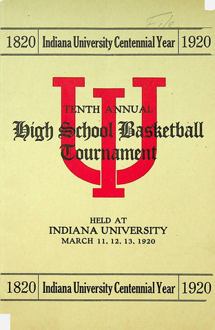 1920 Indiana High School Basketball State Finals Program