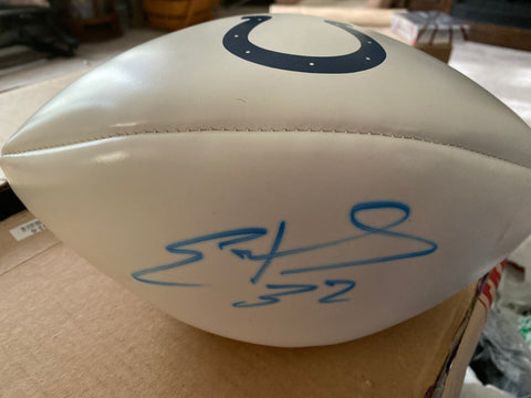 Edgerrin James Autographed White Panel Football