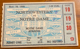 1939 Northwestern vs Notre Dame Football Ticket Stub