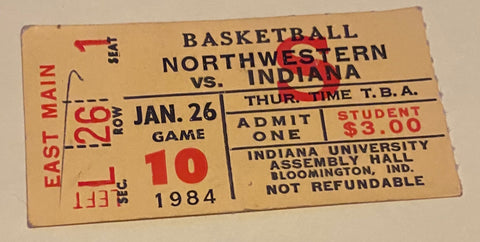 1984 Northwestern vs Indiana Basketball Ticket Stub