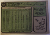 1974 Topps Harmon Killebrew Baseball Card #400, EX-MT