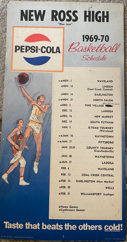 1969-70 New Ross HS Pepsi Basketball Schedule Poster