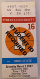1987 Ohio State at Indiana University Basketball Ticket Stub
