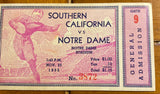1935 USC vs Notre Dame Football Ticket Stub