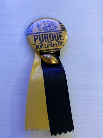 Vintage Purdue University Football Button, Ribbon, & Charm