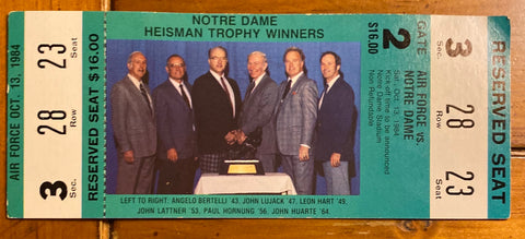 1984 Air Force vs Notre Dame Full Unused Ticket