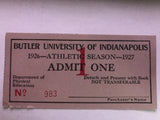 1926-27 Butler University Athletics Pass - Vintage Indy Sports